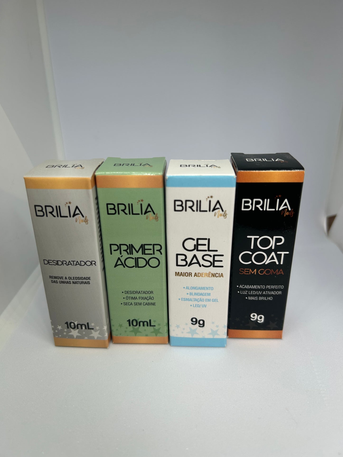 Kit preparadores + top coat Brilia Nails