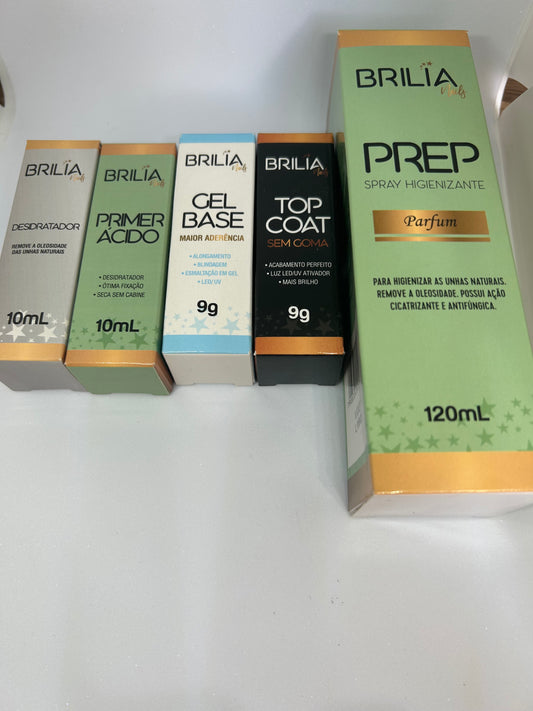Kit preparadores + top coat Brilia Nails
