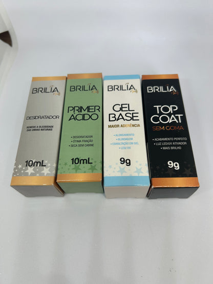 Kit preparadores + top coat Brilia Nails