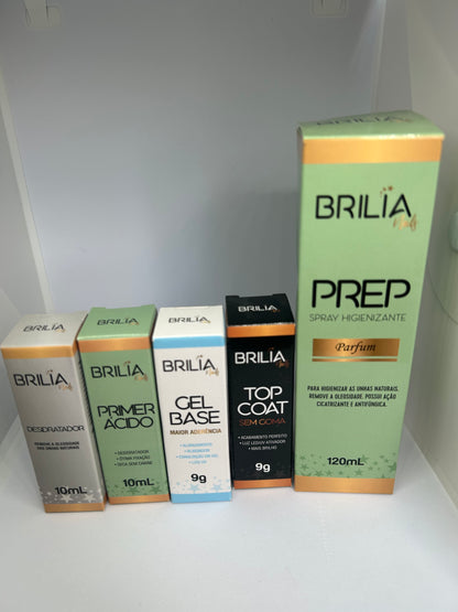 Kit preparadores + top coat Brilia Nails