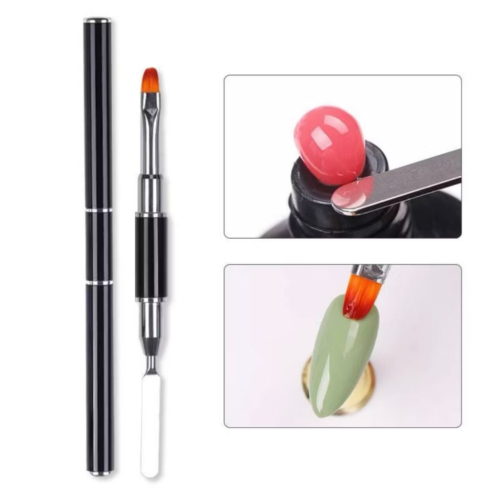 Pincel 2 em 1 Espatula Alongamento Unhas Gel Polygel Decoracao