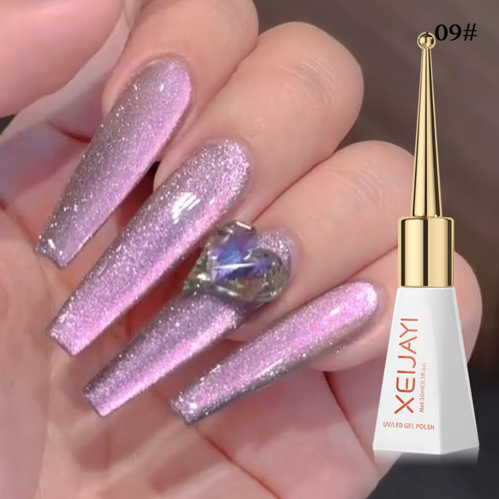 Gel Refletivo Glitter De Unhas Magnético Laca Arte Em Molho De Manicure UV